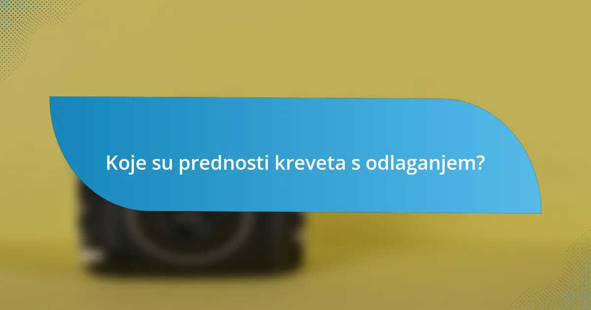 Koje su prednosti kreveta s odlaganjem?